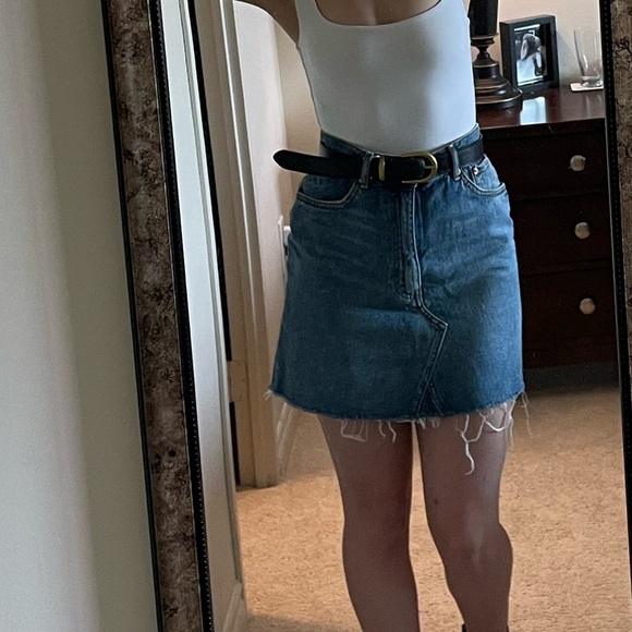 Zara Premium Denim Collection Raw Hem Jean Skirt - Picture 4 of 9